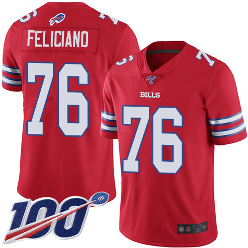 Men Buffalo Bills #76 Jon Feliciano Limited Red Rush Vapor Untouchable 100th Season NFL Jersey->buffalo bills->NFL Jersey